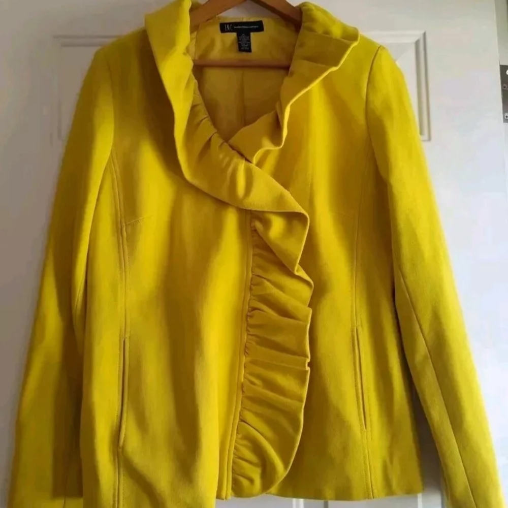 Womens INC Mustard Yellow Blazer Large Bust 40"